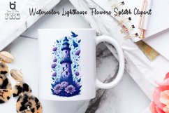 Watercolor Lighthouse Flowers Splash Clipart, Product Image 4