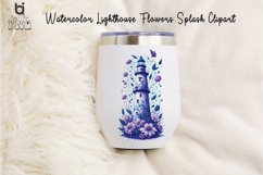 Watercolor Lighthouse Flowers Splash Clipart, Product Image 5