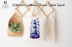 Watercolor Lighthouse Flowers Splash Clipart, Product Image 6