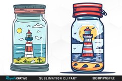 Watercolor Lighthouse In A Jar Design Clipart Product Image 1