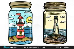 Watercolor Lighthouse In A Jar Graphics Clipart Product Image 1