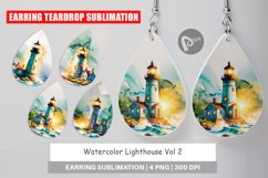 Earring Teardrop Watercolor Lighthouse Product Image 1