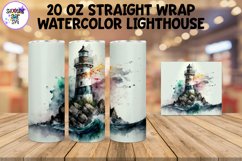 Watercolor Lighthouse Sublimation Tumbler Wrap Product Image 1