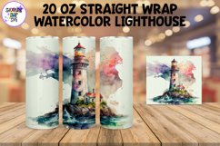 Watercolor Lighthouse Sublimation Tumbler Wrap Product Image 1