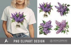 Watercolor Lilac Bouquet Clipart Product Image 1