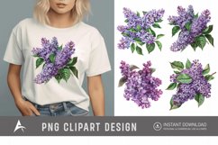 Watercolor Lilac Bouquet Clipart Product Image 1