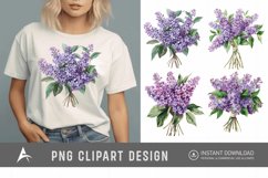 Watercolor Lilac Bouquet Clipart Product Image 1