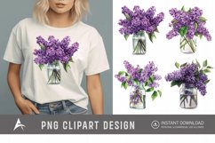 Watercolor Lilac in a Glass Jar Clipart Product Image 1