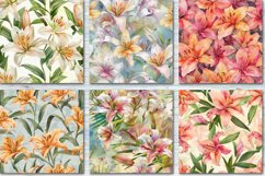 Watercolor Lilies Floral Patterns Digital Paper Bundle Product Image 4