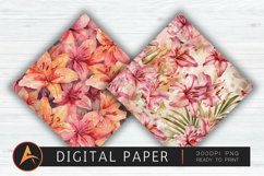 Watercolor Lilies Floral Patterns Background Product Image 1