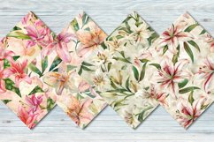 Watercolor Lilies Floral Patterns Digital Paper Bundle Product Image 5