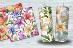 Watercolor Lilies Floral Patterns Digital Paper Bundle Product Image 3