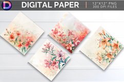 Watercolor Lily Digital Paper Product Image 1