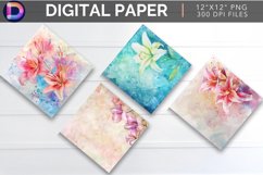 Watercolor Lily Digital Paper Product Image 1