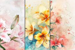 Watercolor Lily Digital Paper Bundle Product Image 4