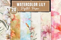 Watercolor Lily Digital Paper Bundle Product Image 1