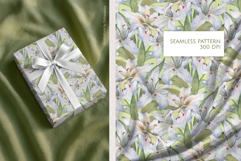 Watercolor White Lily Seamless Pattern Product Image 2