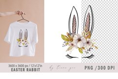Watercolor Easter floral bunny ears sublimation-1PNG clipart Product Image 1