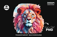  Watercolor Lion Sublimation PNG Clipart