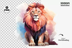 Watercolor Lion PNG Clipart