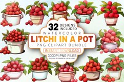 Watercolor Litchi in a Pot Clipart Bundle Product Image 1
