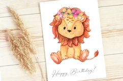 Animals in flowers Watercolor little animals clipart Product Image 7