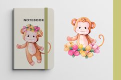 Animals in flowers Watercolor little animals clipart Product Image 4