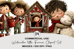 Watercolor little Farmer Clipart Set Product Image 1