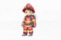 Cute Little Firefighter Watercolor Sublimation Clipart Product Image 4
