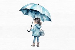 Little Girl with Umbrella Watercolor Sublimation Clipart Product Image 4