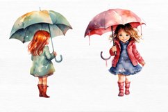 Little Girl with Umbrella Watercolor Sublimation Clipart Product Image 6