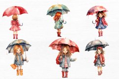 Little Girl with Umbrella Watercolor Sublimation Clipart Product Image 5