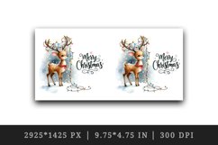 Watercolor lively reindeer lights in antlers Merry Christmas quote print 20 oz tumbler skinny mug wrap clipart t-shirt sublimation printable design