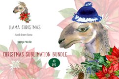 Watercolor Llama christmas clipart - Sublimation designs Product Image 1