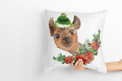Watercolor Llama christmas clipart - Sublimation designs Product Image 2