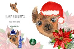 Watercolor Llama christmas clipart - Sublimation designs Product Image 1