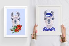 Watercolor Llama christmas clipart - Sublimation designs Product Image 3