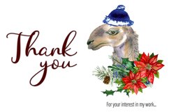 Watercolor Llama christmas clipart - Sublimation designs Product Image 2