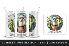 Watercolor llama sweater sunglasses lights Llama Drama Christmas quote print 20oz tumbler skinny mug wrap clipart t-shirt sublimation printable design