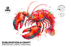 lobster png, seafood clipart, ocean animal, watercolor lobster, marine life png, seafood design, coastal