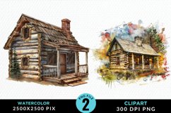 Watercolor Log Cabin Clipart Bundle Product Image 2