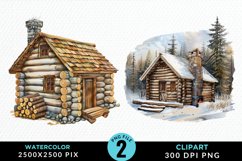 Watercolor Log Cabin Clipart Bundle Product Image 3