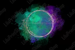 Watercolor purple & turquoise logo Background Gold frame png Product Image 2