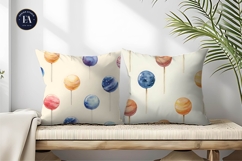 Watercolor Planet Lollipop Art Seamless Digital Paper Product Image 2