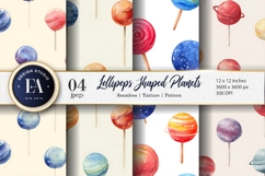 Watercolor Planet Lollipop Art Seamless Digital Paper Product Image 1