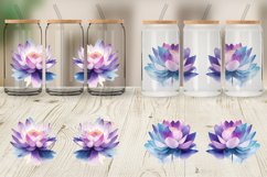 Glass Can Wraps Watercolor Lotus Flower Product Image 2
