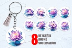Watercolor Lotus Flower Keychain | Keyring Product Image 1