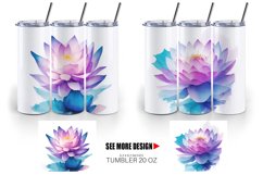 Watercolor Lotus Flower Tumbler Sublimation Wrap Product Image 3
