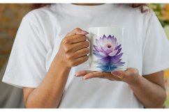 Watercolor Lotus Flower Mug sublimation design Product Image 2