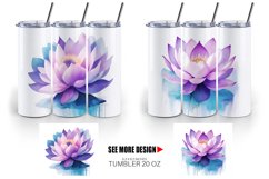 Watercolor Lotus Flower Tumbler Sublimation Wrap Product Image 4
